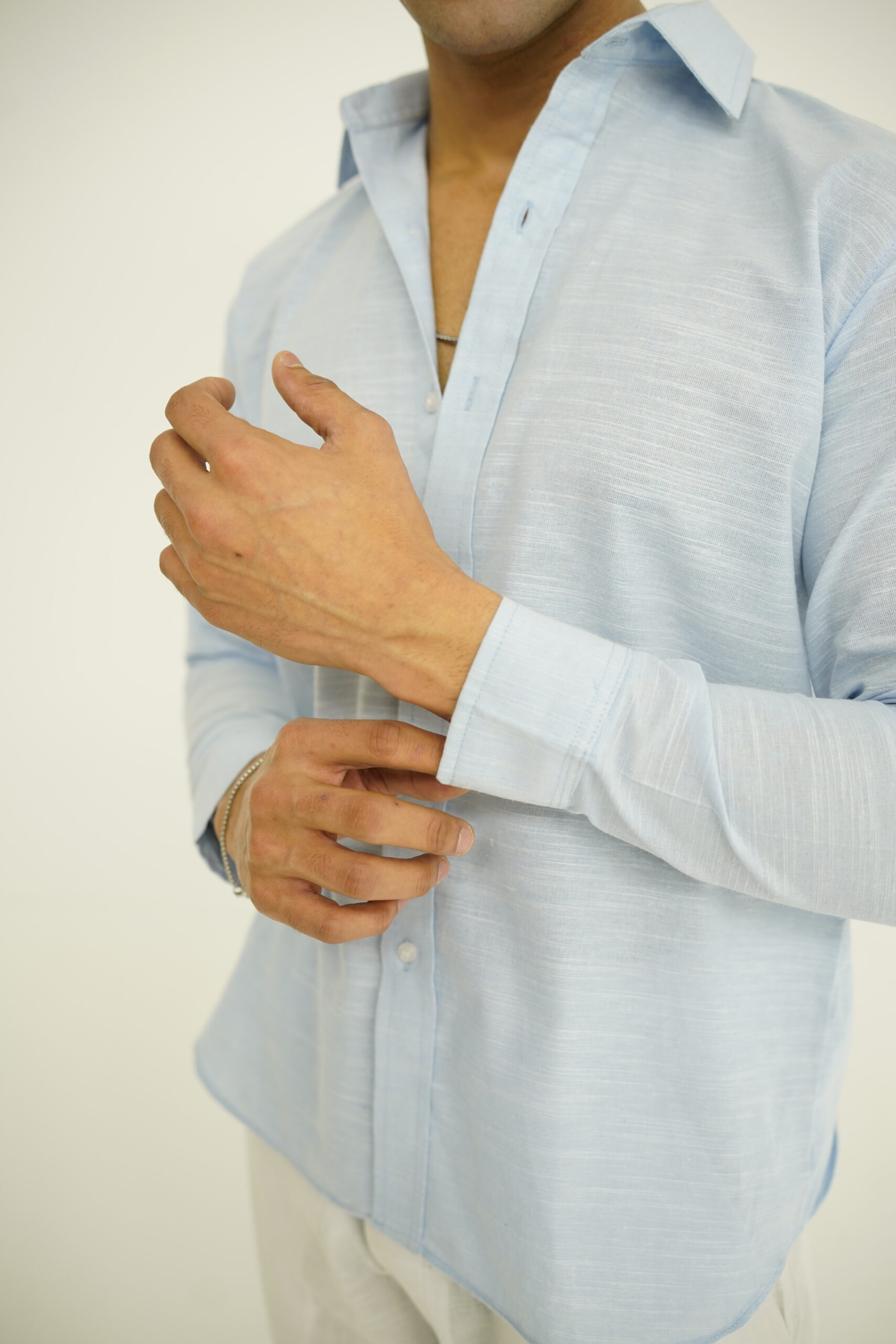 ICE BLUE LINEN SHIRT - Image 3