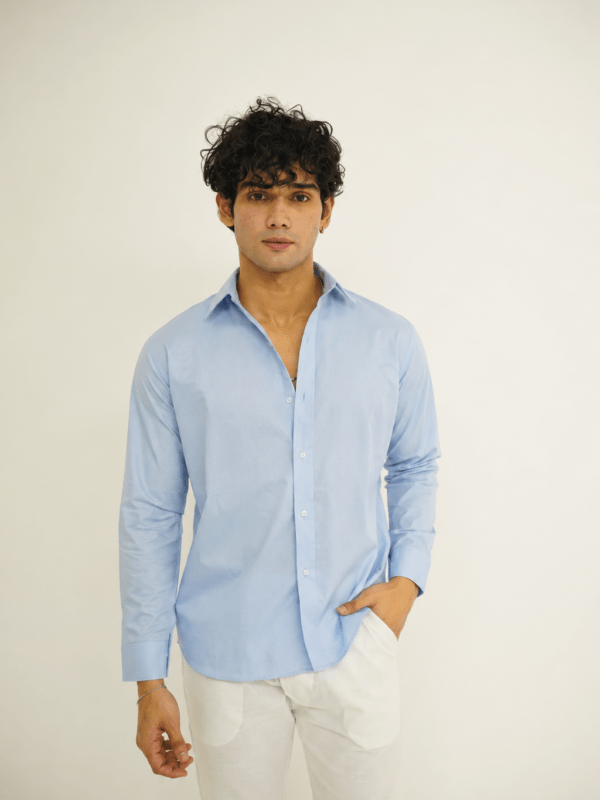 ICE BLUE LINEN SHIRT