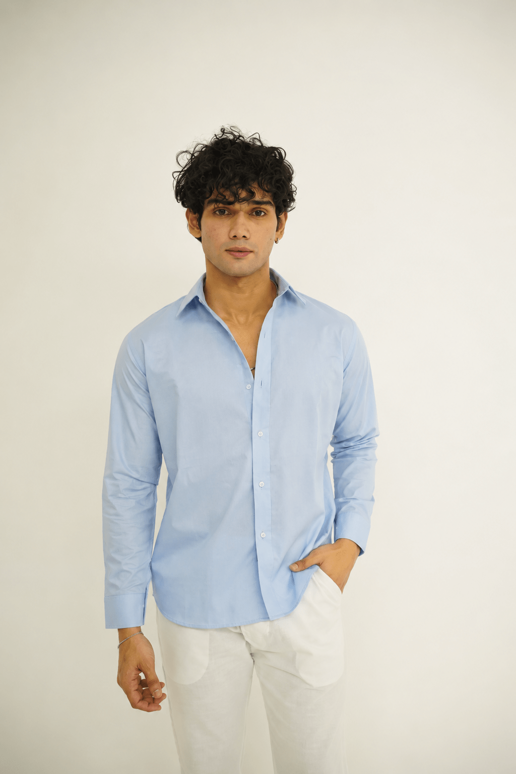 ICE BLUE LINEN SHIRT