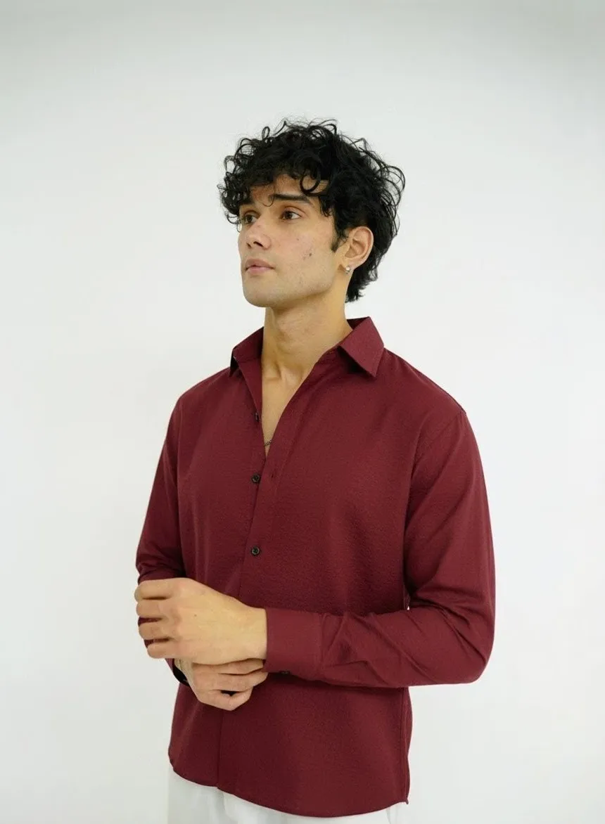 RED WINE TEXTURE SHIRT - Image 2