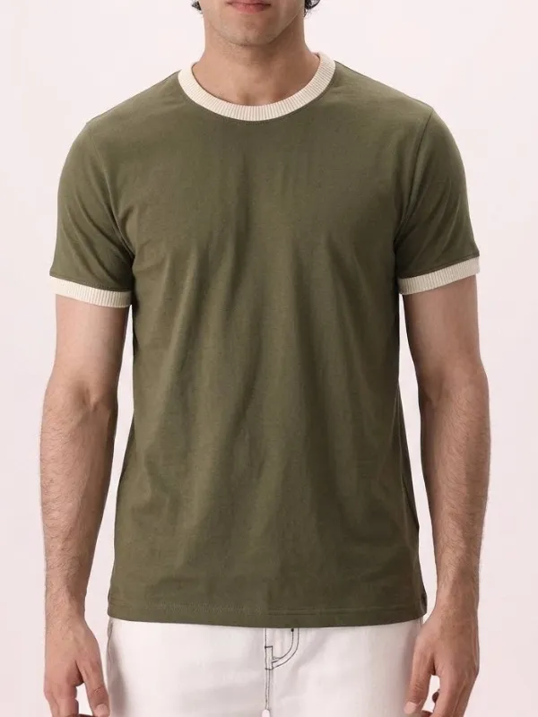 OLIVE RINGER TEE FITTED
