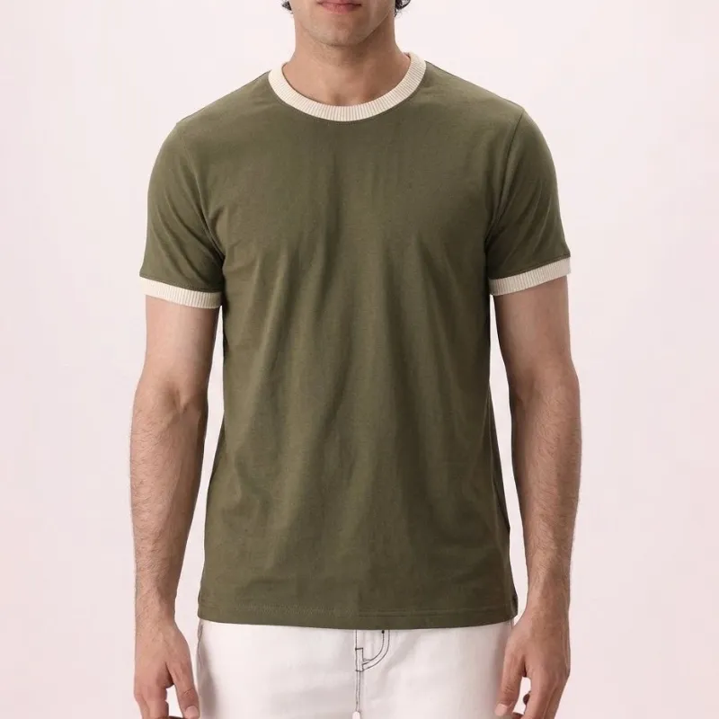 OLIVE RINGER TEE FITTED