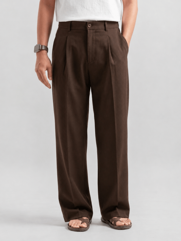 RELAX TAILORED PLEATED PANT - CHOCOLATE BROWN
