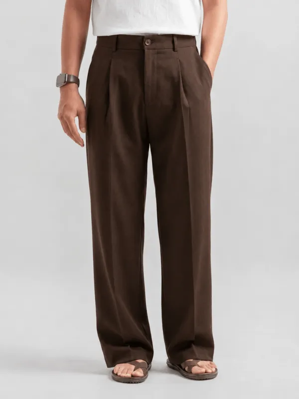 RELAX TAILORED PLEATED PANT - CHOCOLATE BROWN