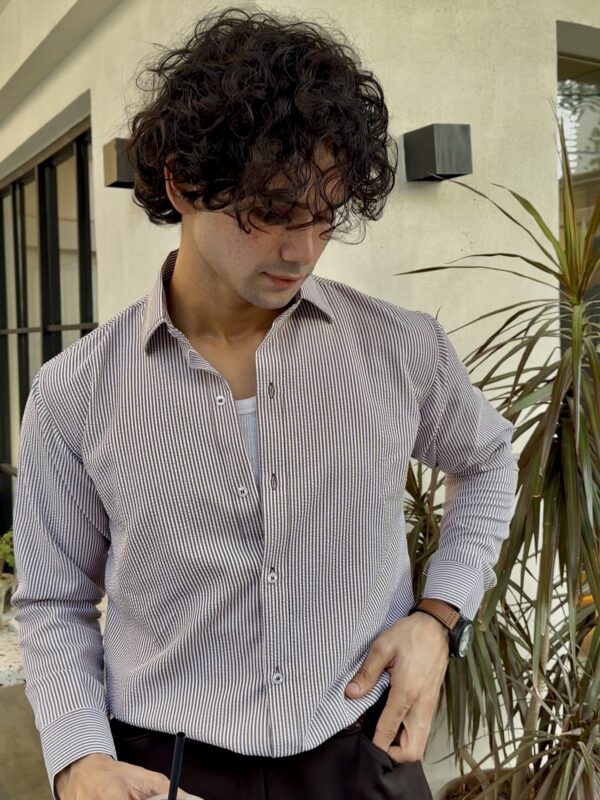 SEERSUCKER BROWN STRIPPED SHIRT