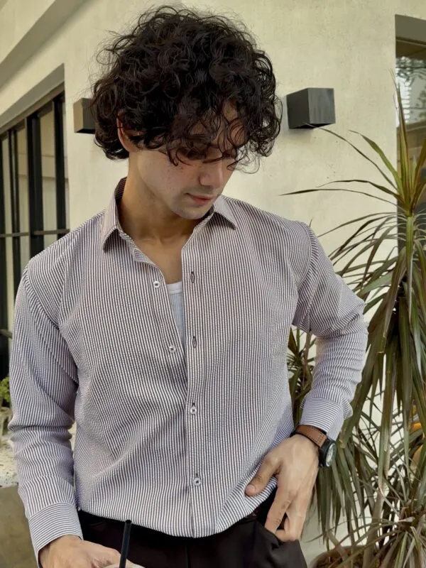 SEERSUCKER BROWN STRIPPED SHIRT