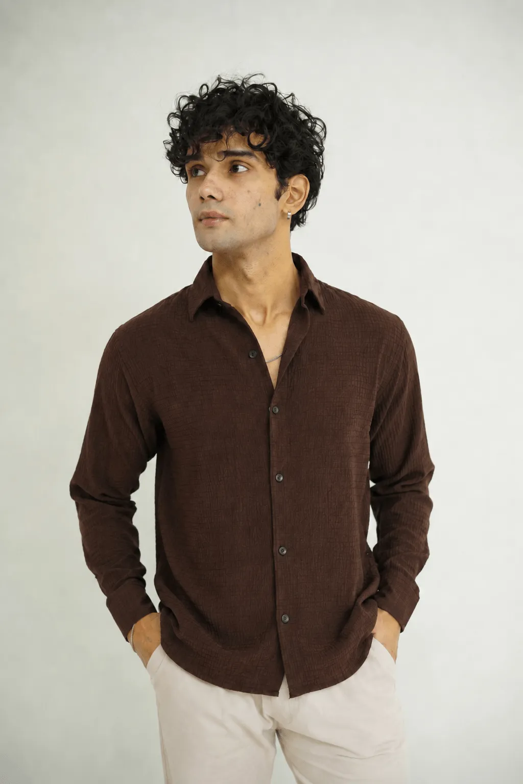 Chocolate Brown Texture Shirt - Image 2