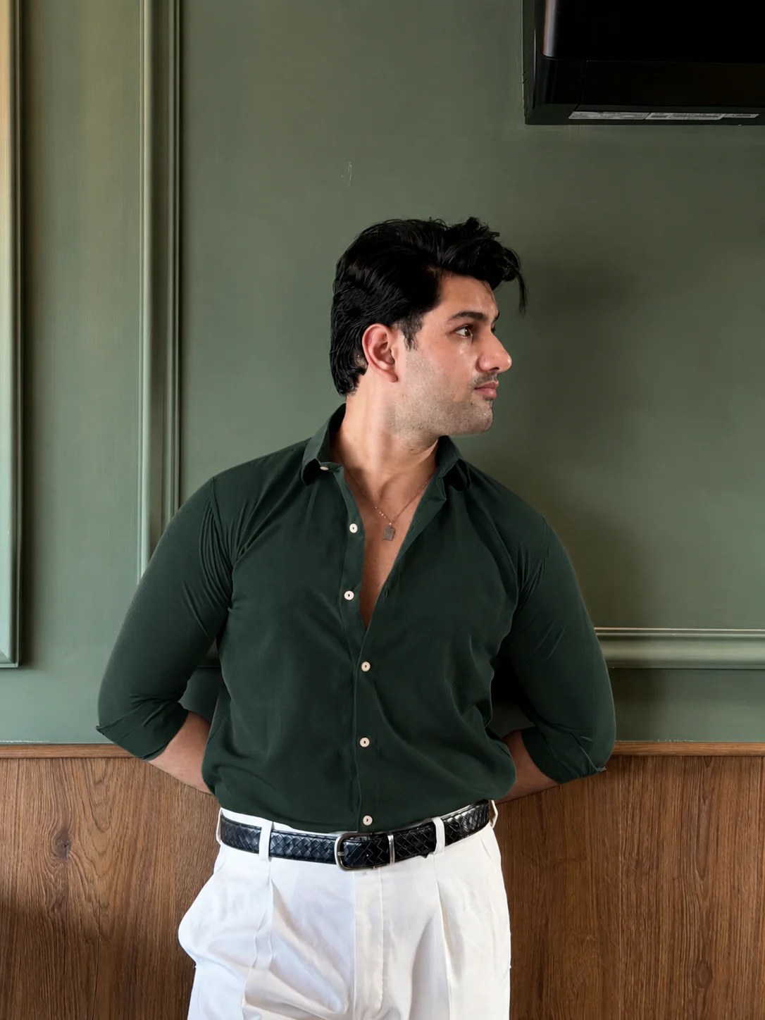 Bottle Green Texture Shirt