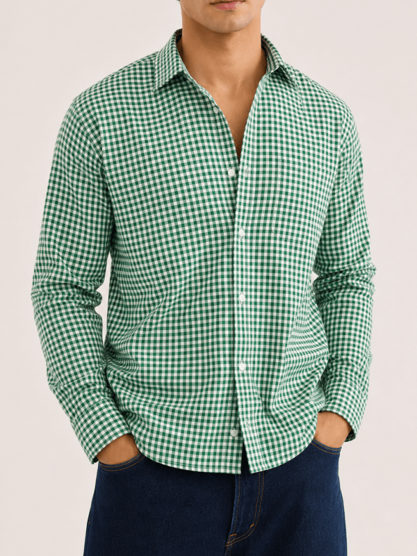 Green And White Checkred Shirt