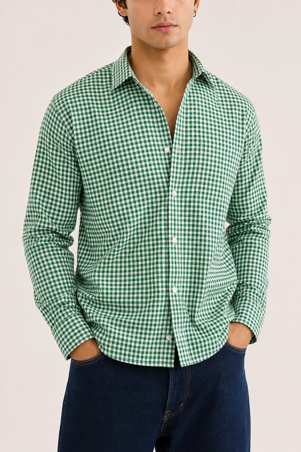 Green And White Checkred Shirt