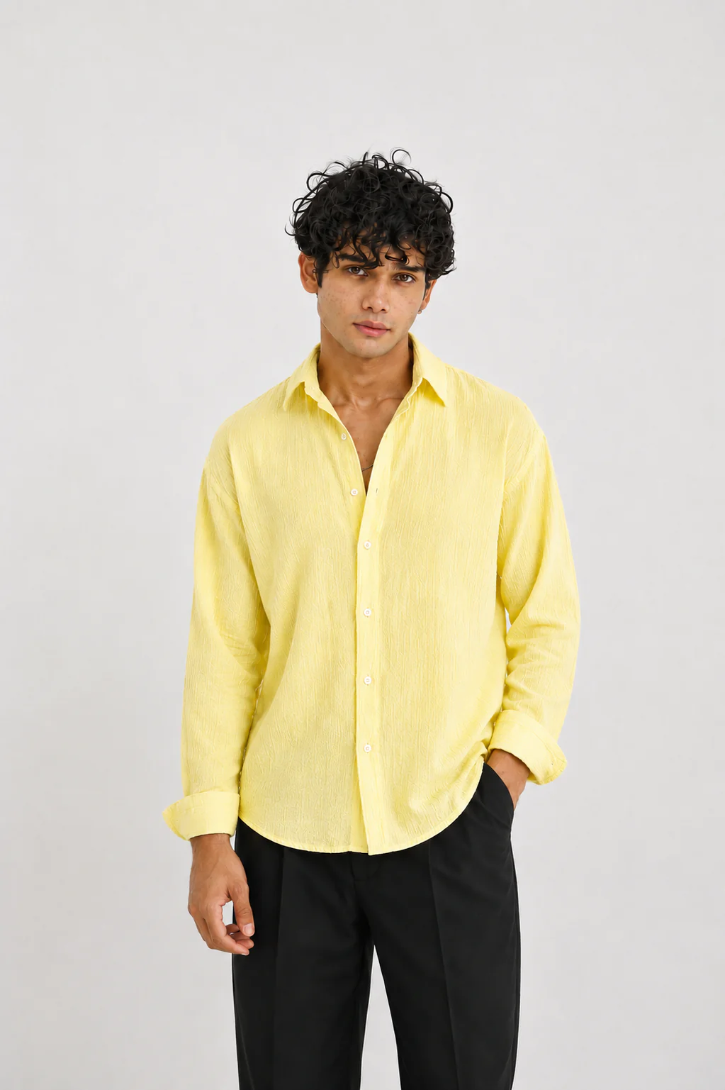 Butter Yellow Texture Shirt - Image 3