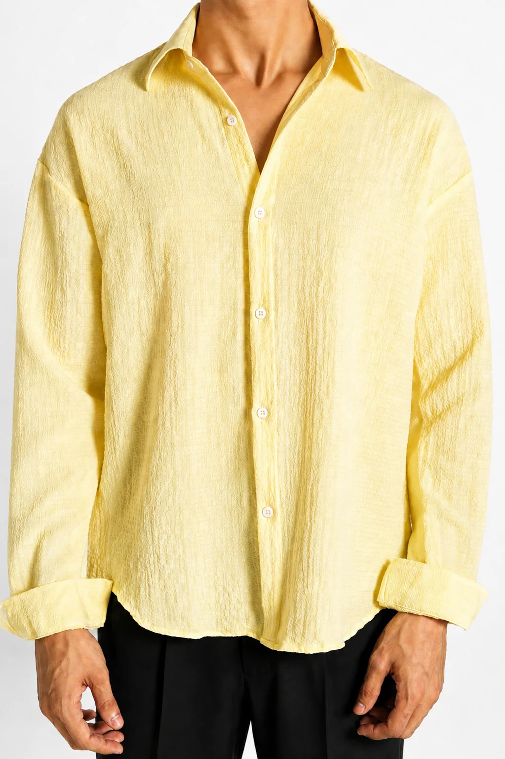 Butter Yellow Texture Shirt - Image 4