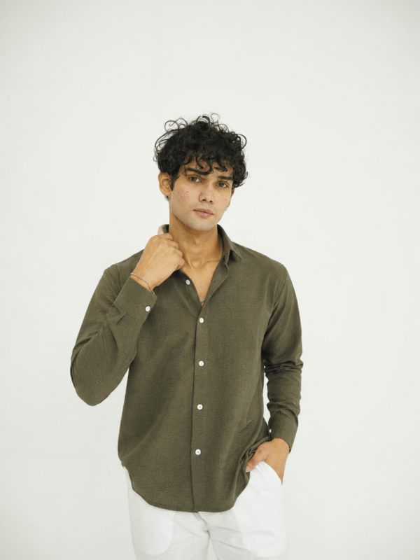 Deep Olive Texture Shirt