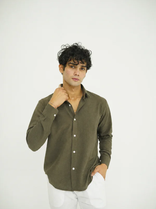 Deep Olive Texture Shirt