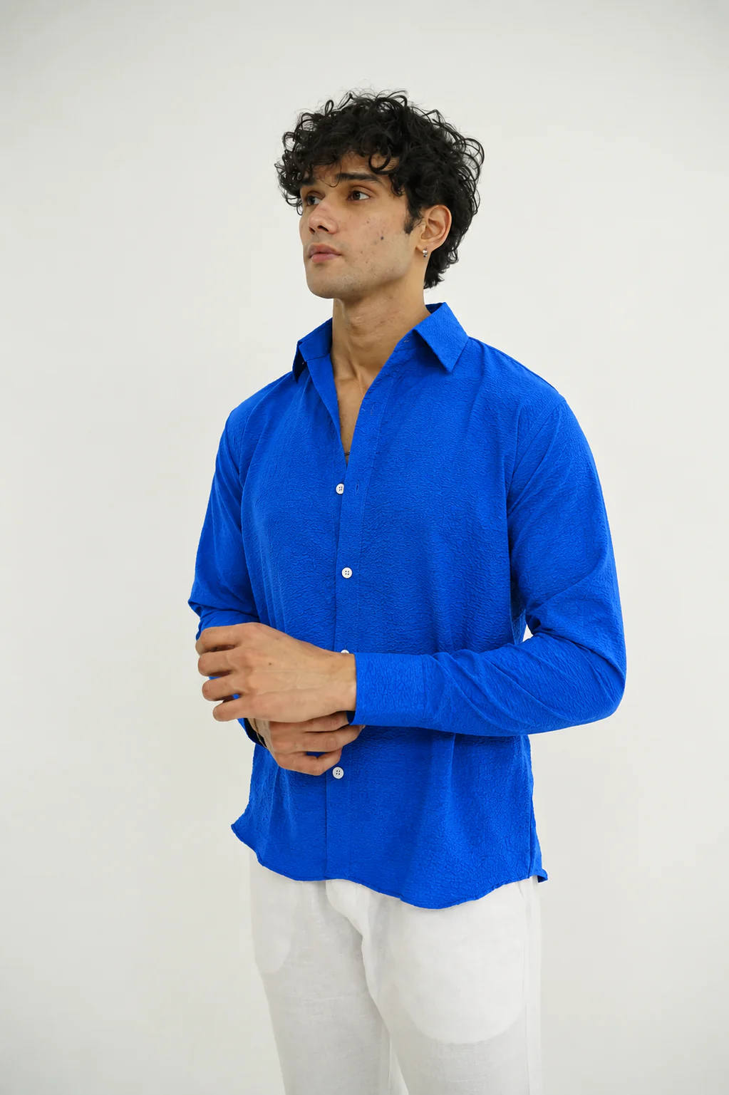 Deep Royal Blue Texture Shirt - Image 2