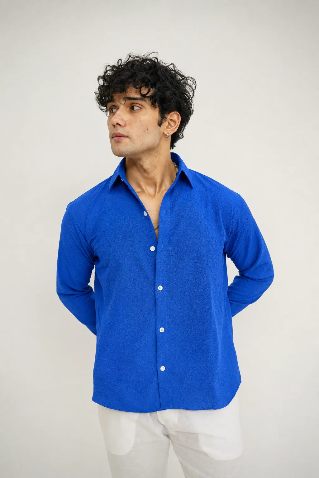 Deep Royal Blue Texture Shirt - Image 3