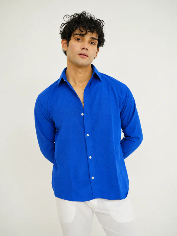 Deep Royal Blue Texture Shirt