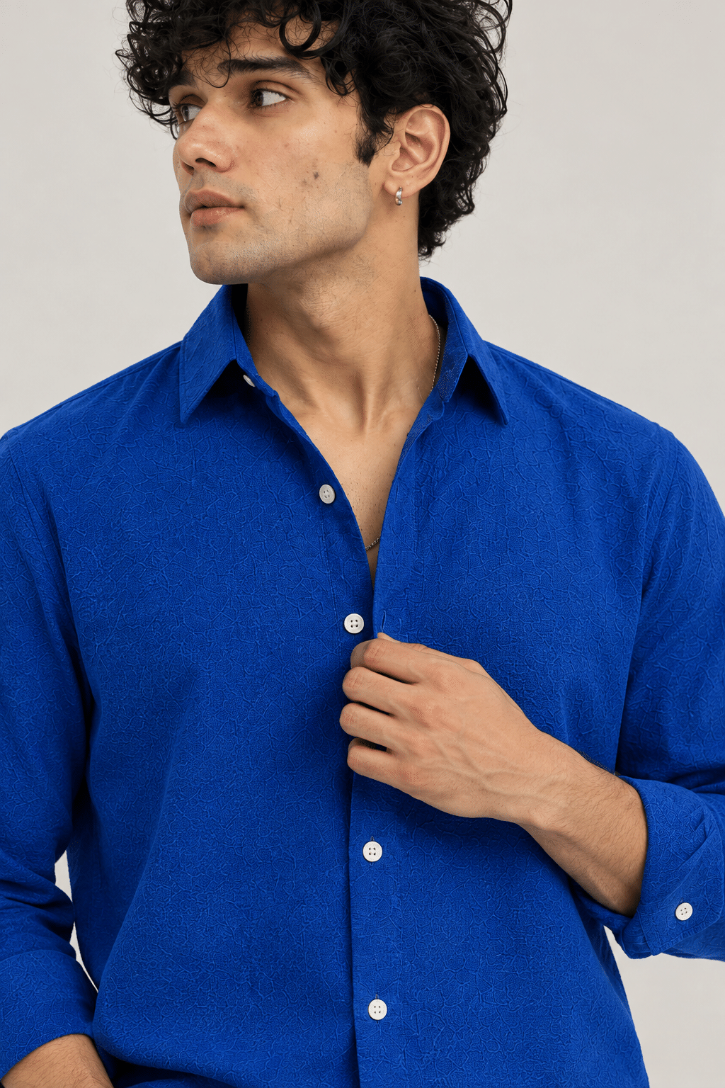 Deep Royal Blue Texture Shirt - Image 2